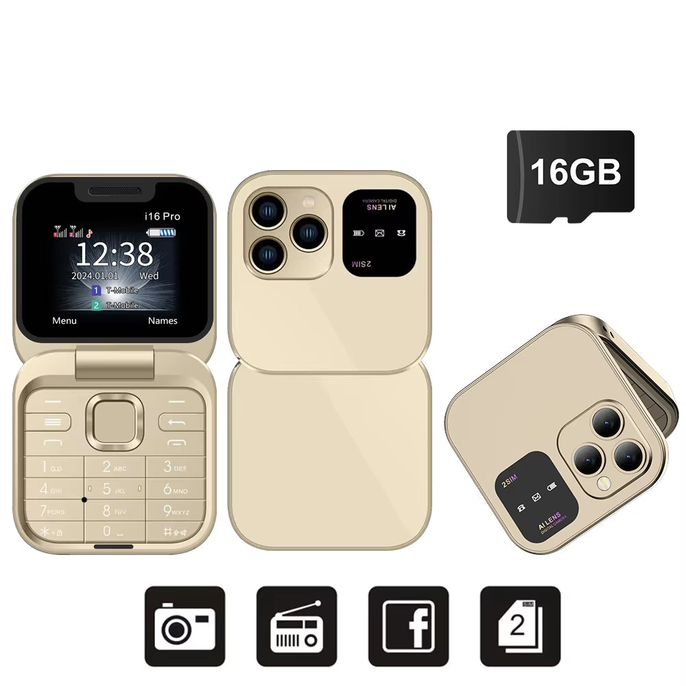 2025 New Mini Flip Mobile Phone FM Radio Magic Voice Blacklist Speed Dial Vibration 2SIM Card Small Display Foldable Phone