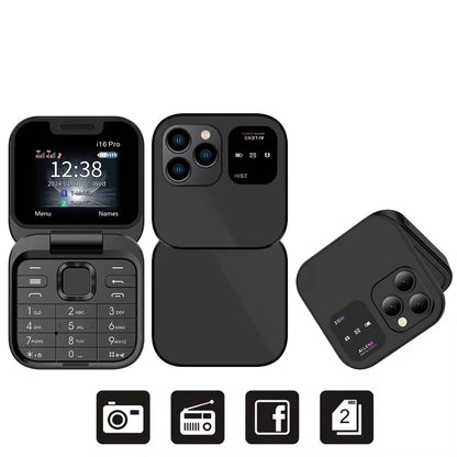 2025 New Mini Flip Mobile Phone FM Radio Magic Voice Blacklist Speed Dial Vibration 2SIM Card Small Display Foldable Phone