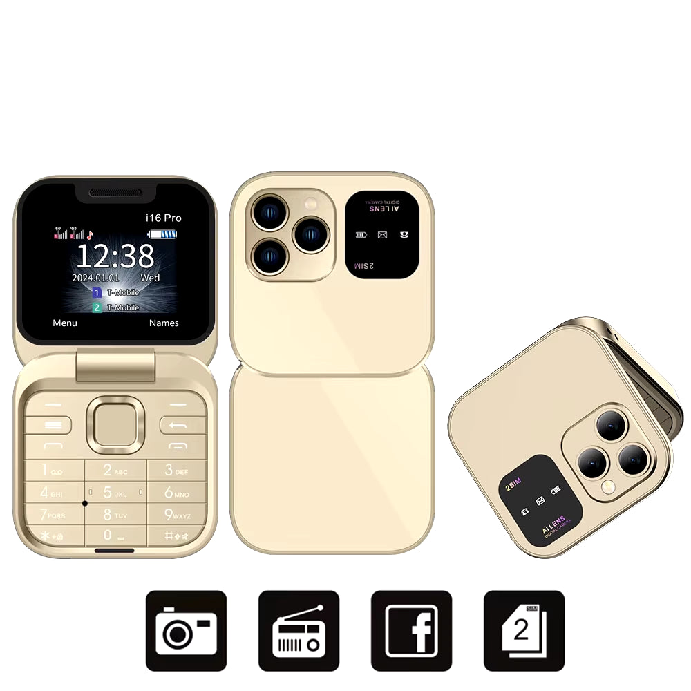 2025 New Mini Flip Mobile Phone FM Radio Magic Voice Blacklist Speed Dial Vibration 2SIM Card Small Display Foldable Phone