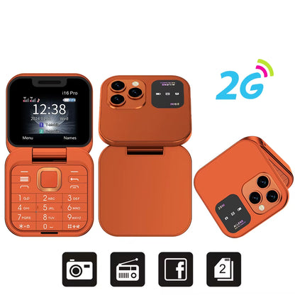 2025 New Mini Flip Mobile Phone FM Radio Magic Voice Blacklist Speed Dial Vibration 2SIM Card Small Display Foldable Phone